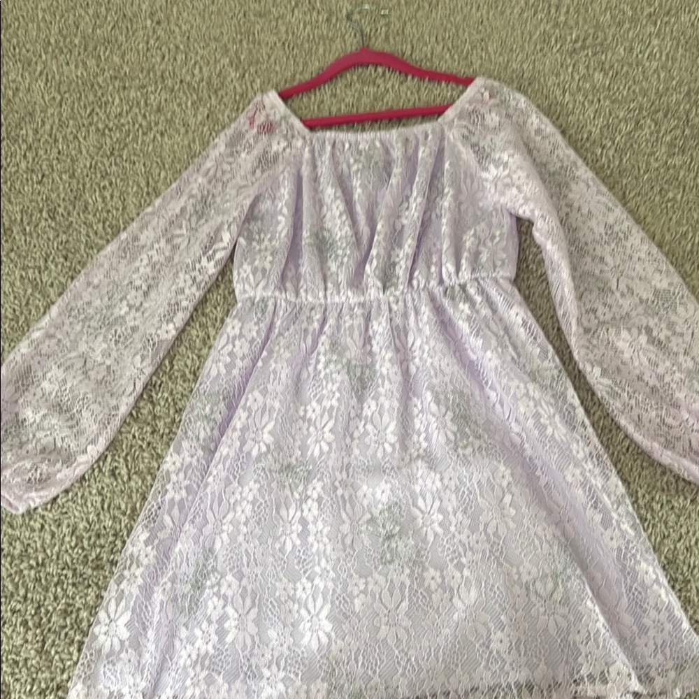 Lavender Lace Kids Dress - Picture 4 of 4